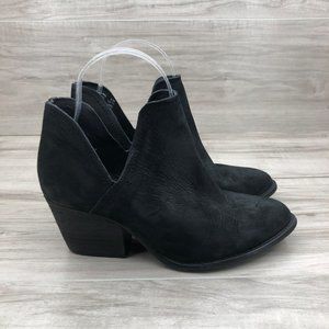 Steve Madden Ankle Boots Womens 6.5 Black Nubuck Leather Slip On Booties